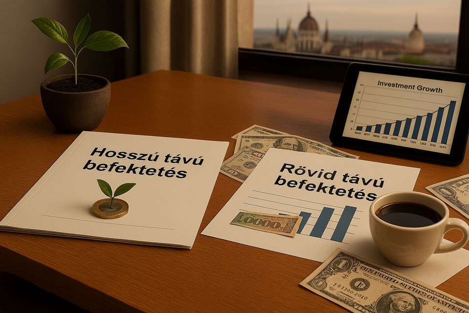 Hosszú távú befektetés – megtakarítás növekedését jelző pénzérme-oszlopok és naptár